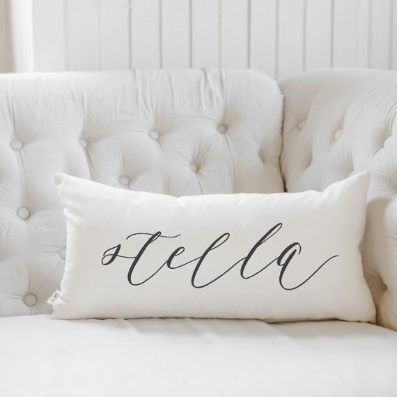 Lumbar Pillow - Personalized Calligraphy Name, home decor, wedding gift, engagement present, housewarming gift, cushion cover, throw pillow