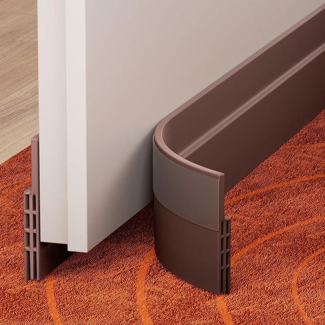 GroTheory 2 Pack Door Draft Stopper, Under Door Draft Blocker, Soundproof Door Sweep Weather Stripping for Doors, 39" L x 2" W Brown, Home Essentials for New Home