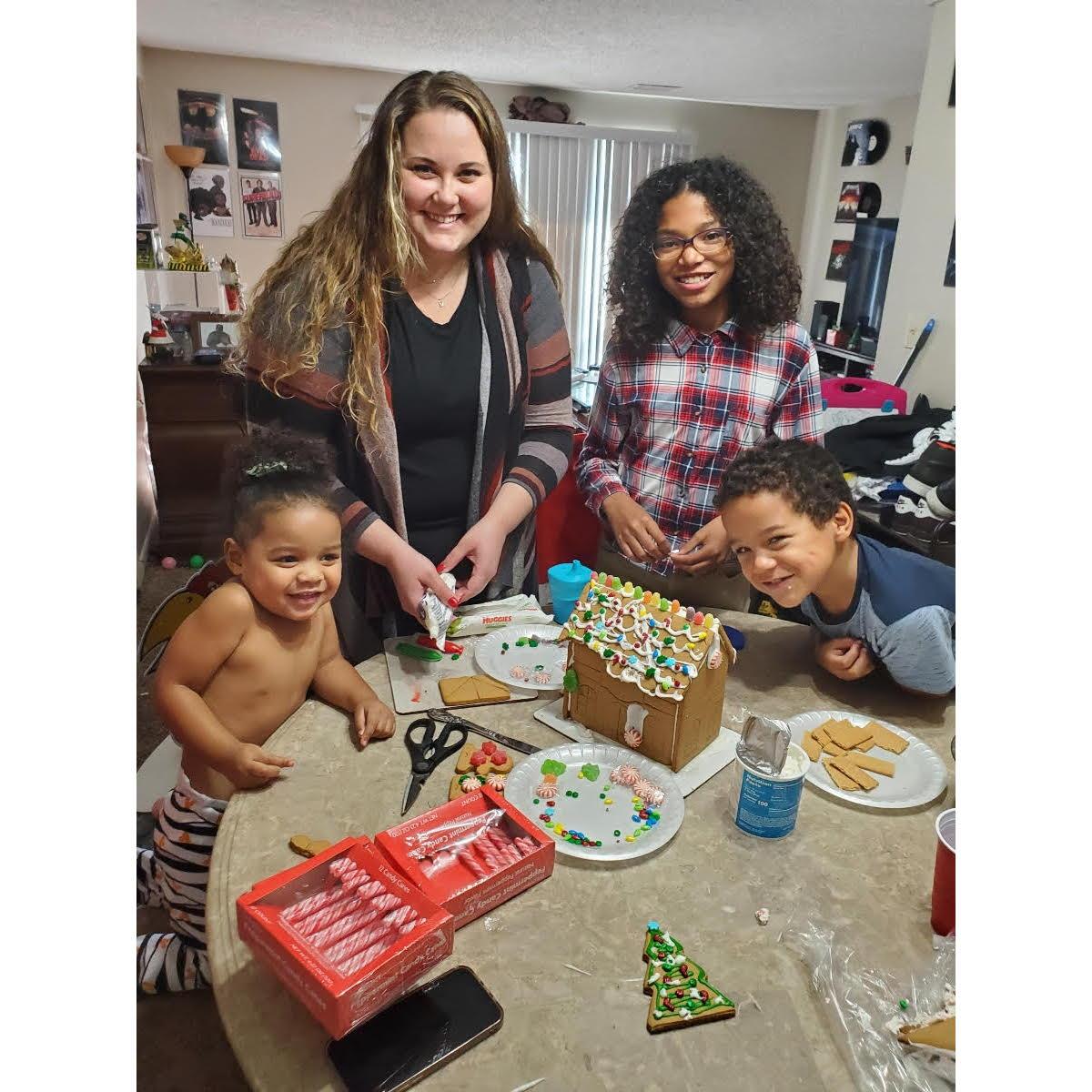 My first Christmas with the kids making Gingerbread Houses