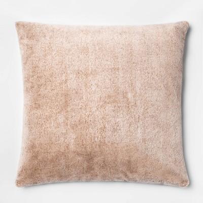 Faux Rabbit Fur Oversize Square Pillow Brown - Threshold™
