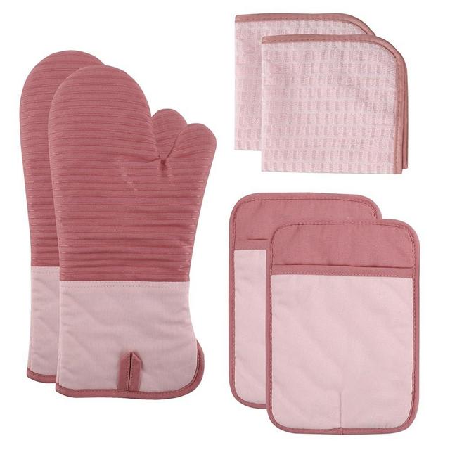 COOK WITH COLOR Oven Mitts and Pot Holders 6pcs Set - Kitchen Oven Glove High Heat Resistant and Non Slip Surface - Potholders & Oven Mitts with 2 Kitchen Towels