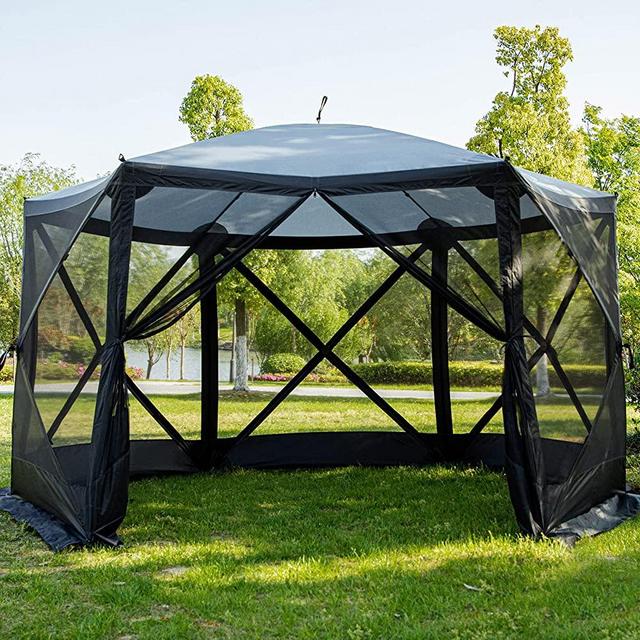 EVER ADVANCED Screen House Room, Instant Cabin Tent, Outdoor Screened Canopy Tent Zippered Pop Up Gazebos 8-10 Person for Patios Shelter,Black