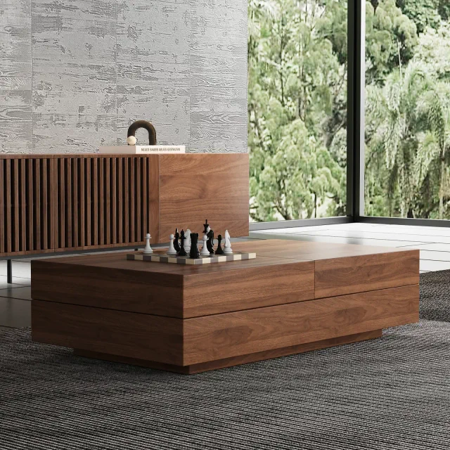 Luck Live Modern 47.2" Extendable Coffee Table With Hidden Storage