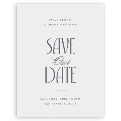 Charcoal, Grey Wedding Digital Save the Date - Trogir Portrait
