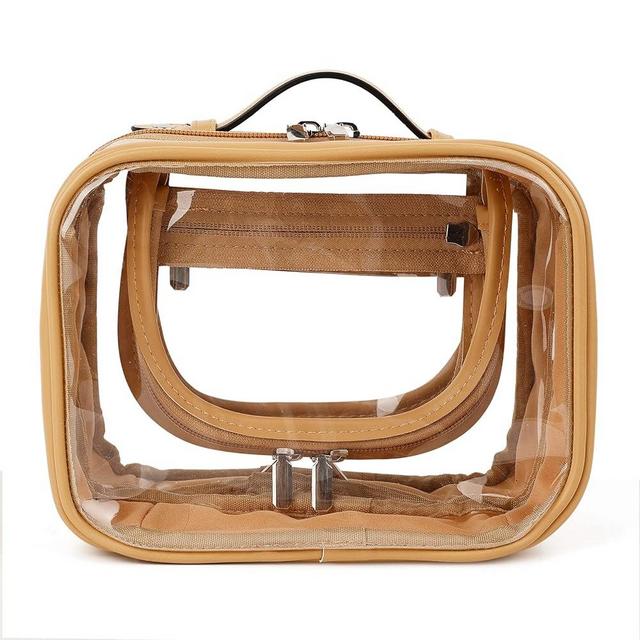 Lychii TSA Approved Toiletry Bag, Clear Travel Bag for Liquids Toiletries, Makeup Cosmetic Bag Organizer, Carry on Travel Accessories Essentials, Brown
