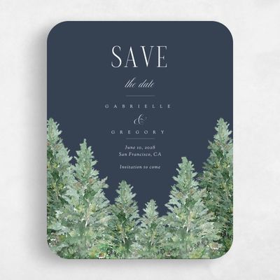 Blue Rounded Wedding Save the Date - Balsam Portrait