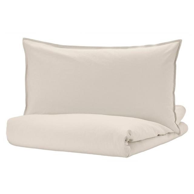 ÄNGSLILJA Duvet cover and pillowcase(s), light grey-beige, Full/Queen (Double/Queen)