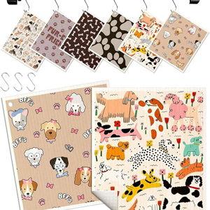 Kitchen Swedish Dishcloths with Hooks - 6 Pack Reusable Dish Cloths for Washing Dishes Fast Drying Cute Fun Swedish Dish Towels Washable Cleaning Sponge, Furry Dog