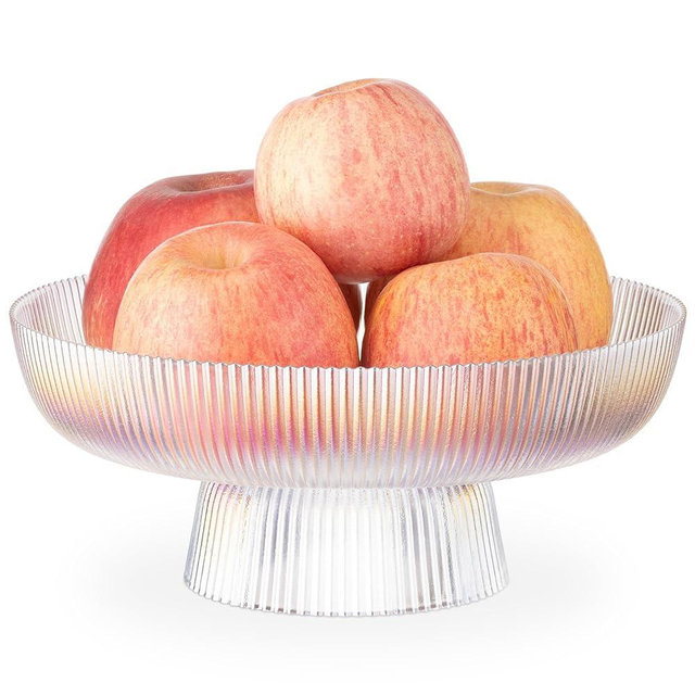 Navaris Glass Fruit Bowl - Decorative Fluted Colored Glass Bowl for Fruit Snacks Sweets - 10.2" / 26cm Diameter Table Centerpiece Dish - Rainbow Tinted Glass