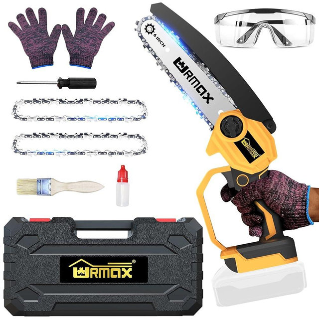 Cordless Mini Chainsaw for DEWALT 20V Max Battery, Pruning Chain Saw 6 inch with Security Lock, Handheld Electric Chainsaw for Wood Cutting, Tree Branches with Brushless Motor (Battery Not Included)