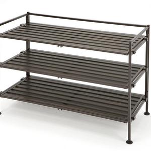 Seville Classics 3-Tier Resin Slat Utility Shoe Rack, Espresso