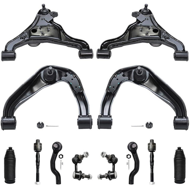 Detroit Axle - Front End 12pc Suspension Kit for Nissan Pathfinder Frontier Xterra, 4 Lower & Upper Control Arms 4 Outer & Inner Tie Rods 2 Sway Bars 2 Boots Replacement