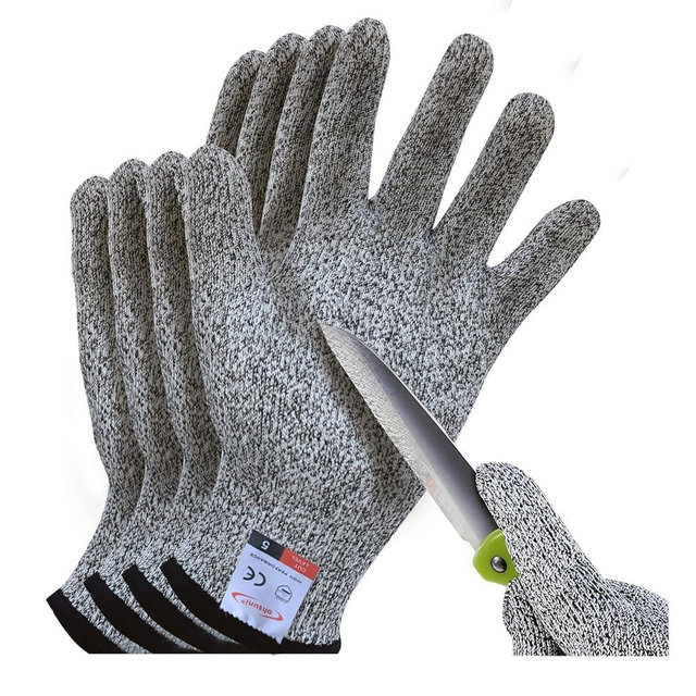 ohsuni Cutting Gloves, 2 Pairs of Cut Resistant Gloves Food Grade, Cut Resistant Gloves for Kitchen, Oyster Shucking, Fish Fillet Processing, Carving Wood and Gardening(Large-Grey)