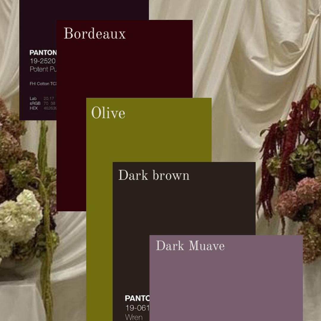 The wedding guest dress code: We request our guest to wear any of these colors or similar tones for the event. Wedding party colors are: terracotta and espresso brown (please refrain from wearing)