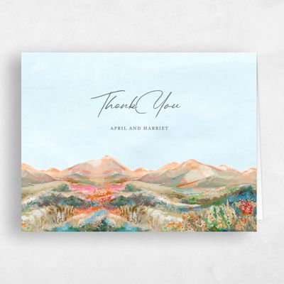 Pale Blue Wedding Thank You - Serene Landscape