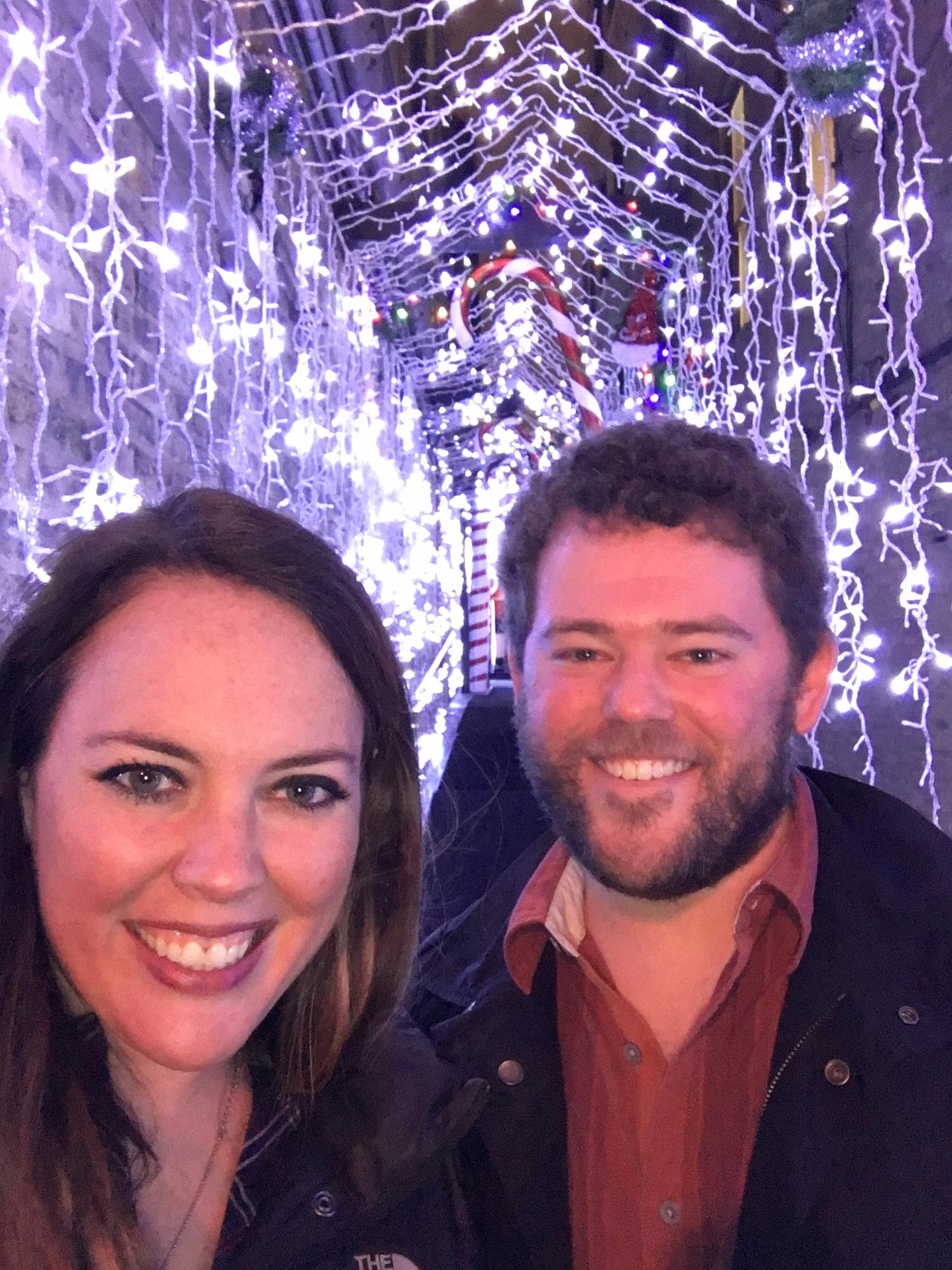 Celebrating our three year anniversary at a Christmas pop-up bar in Chicago in November 2018.