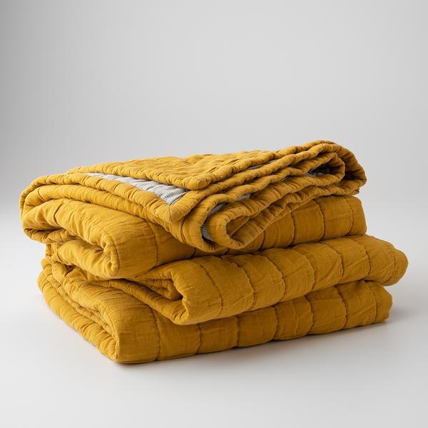 Channeled Cotton Quilt - Ochre