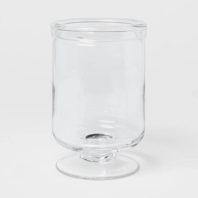 7.5" x 5" Glass Seeded Hurricane Candle Holder Clear - Threshold™