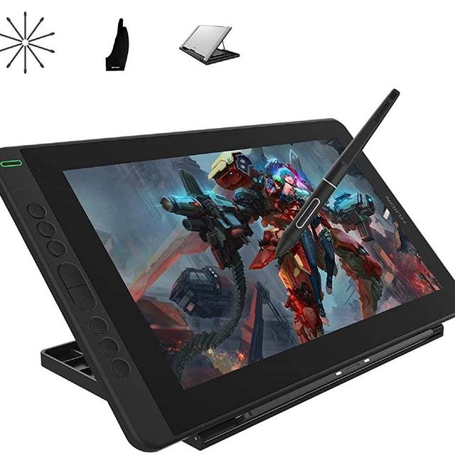 2020 HUION Kamvas 13 Android Support Graphics Drawing Tablet Monitor with Full Laminated Screen Battery-Free Stylus 8192 Pressure Sensitivity Tilt 8 Express Keys Adjustable Stand -13.3 inch, Black