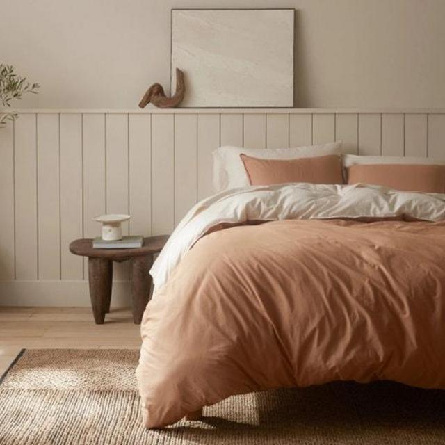 Organic Crinkled Percale Duvet Cover: Ginger, Full/Queen