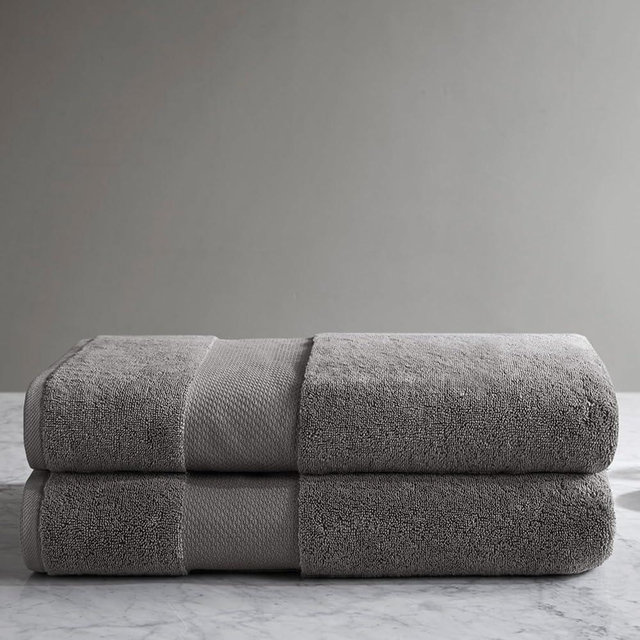 Madison Park Turkish Bath Towel Set 100% Cotton Bath Towel 600GSM Oversized Body Towel 2 Piece, Luxury Soft, Thick Spa Quality, Quick Dry Bathroom Towel, Jumble, 35" x 70", Charcoal