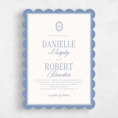 Blue Scalloped Wedding Invitation - Encanto Classic