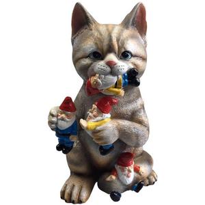 Mischievous Cat Garden Gnome Statue Figurine