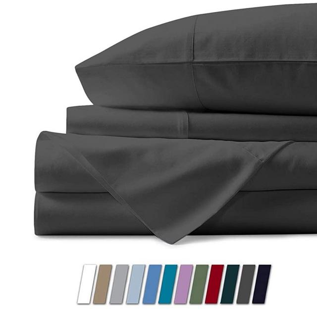 1000 Thread Count Best Bed Sheets 100% Egyptian Cotton Sheets Set - Stone Grey Long-Staple Cotton Queen Sheet for Bed, Fits Mattress Upto 18'' Deep Pocket, Soft & Silky Sateen Weave Sheets