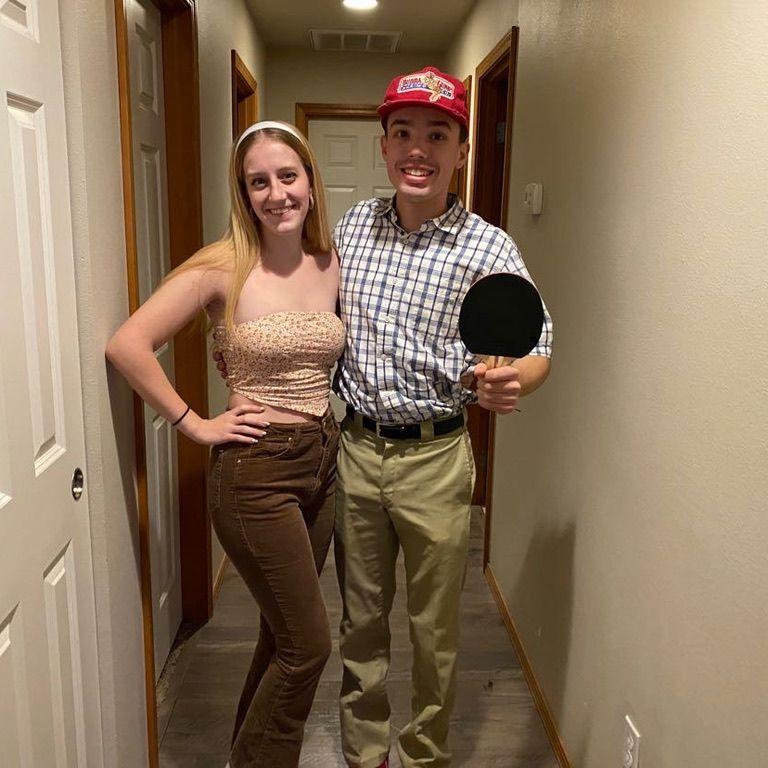 Our second Halloween together--we dressed up as Forest Gump and Jenny! (Oct 2021)