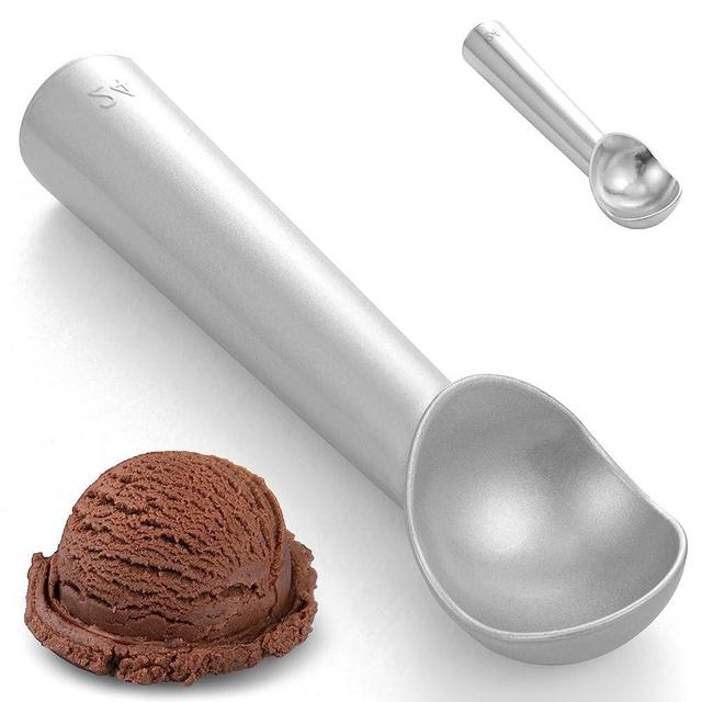 CUNSENR 7 inch Ice Cream Scoop - Professional Metal Ice Cream Scooper - Easy to Use & Clean - Non-Stick Aluminum Ice Cream Spoon - Lightweight Cookie Spoon - Scoop Ice Cream with Ease(Matt,Sliver)