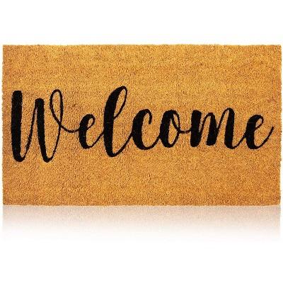 Juvale Cheetah Welcome Coir Door Mat Indoor Outdoor Doormat Nonslip Front Rugs 17"x30"