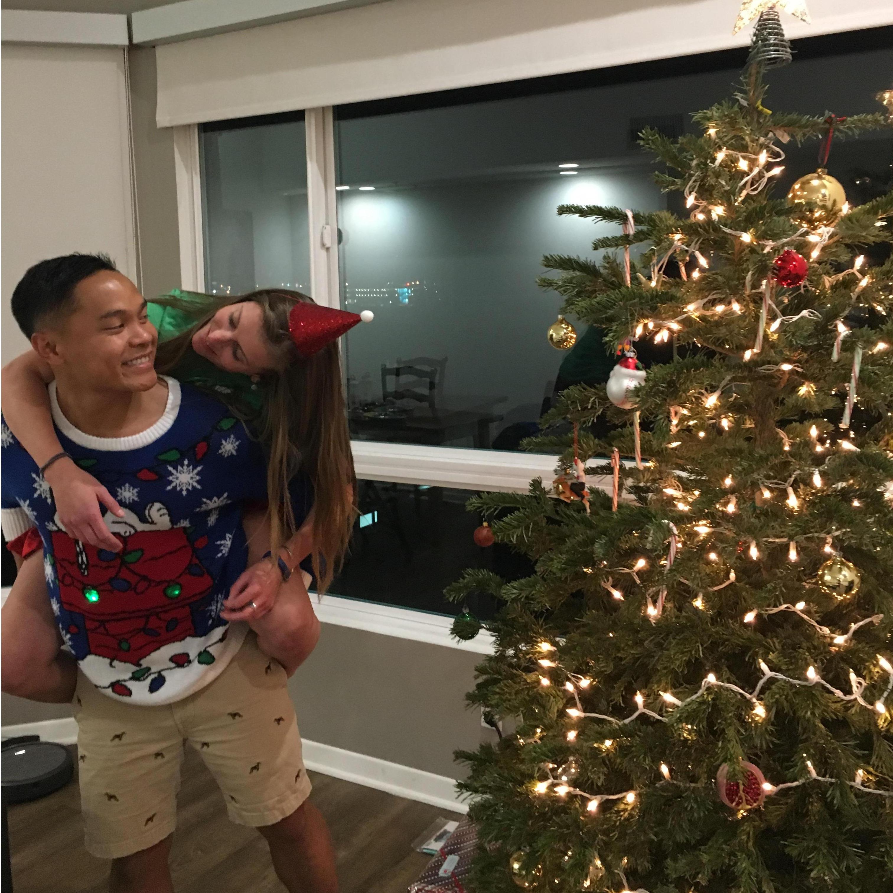 Kevin had his first real Christmas Tree and our first Christmas together!
