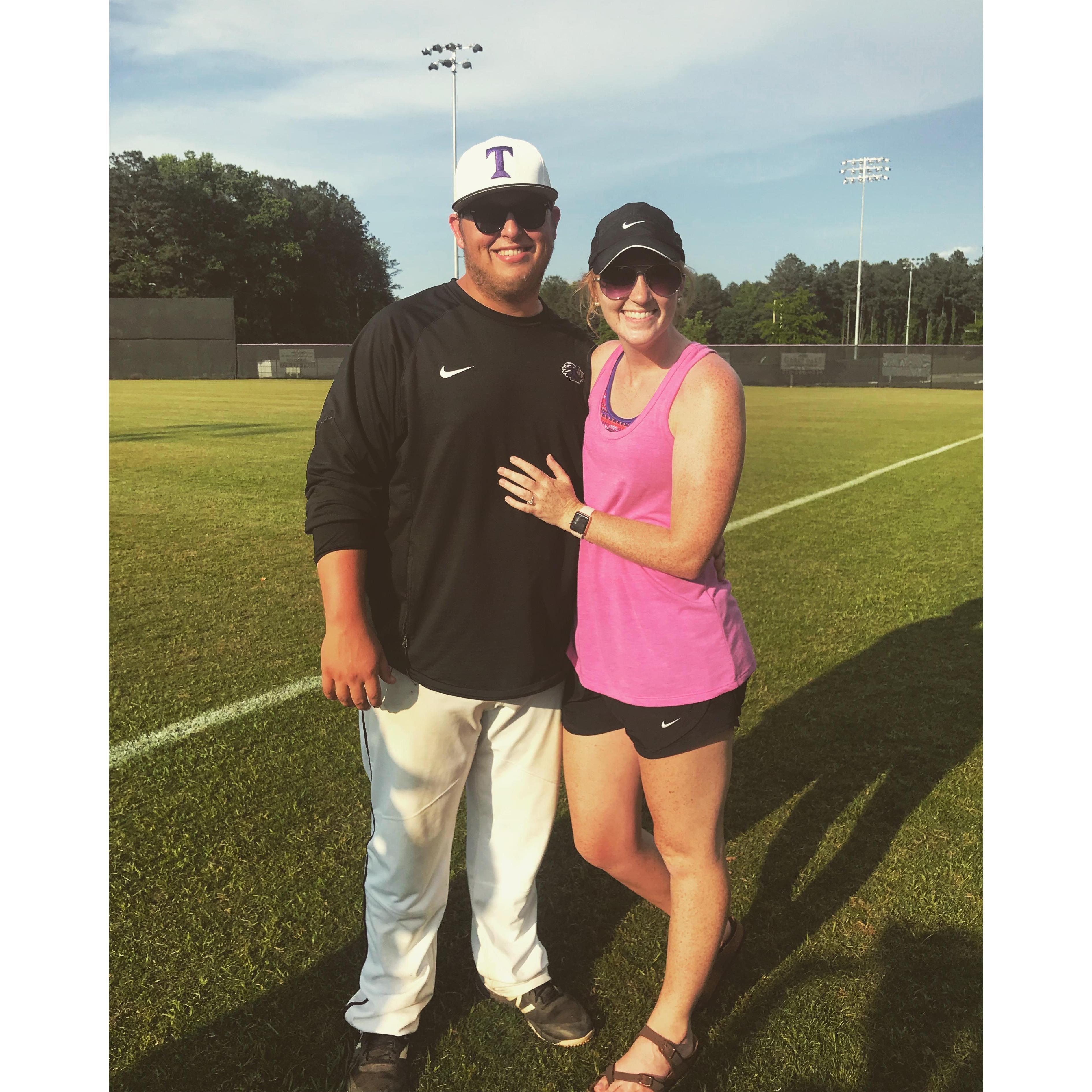 Brooks coaching high school baseball at Trinity Christian School