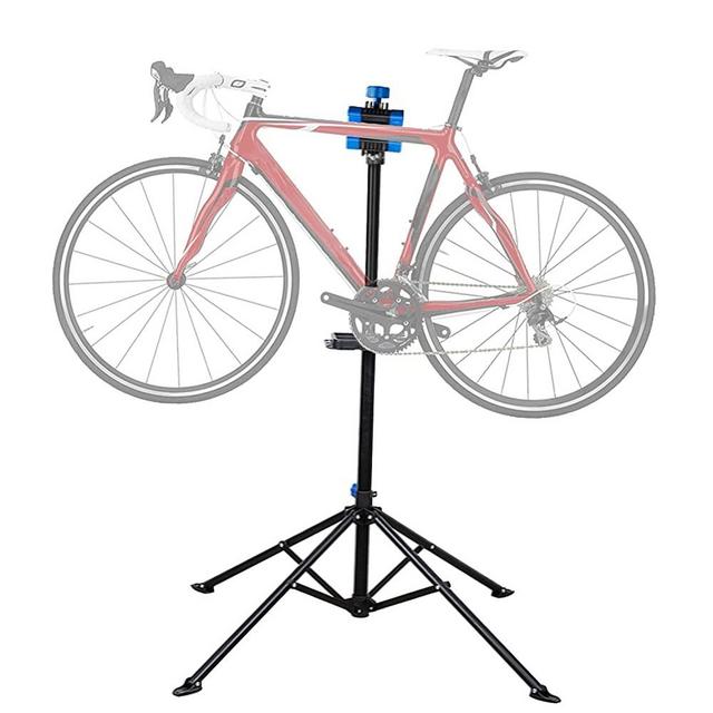 Flexzion Bike Repair Stand Workstation, Bicycle Maintenance Workstand, 41"-75" Adjustable Foldable Cycle Rack, Lightweight, w/Tool Tray, Telescopic Arm & 4 Feet Base for Home Mechanic Workshop