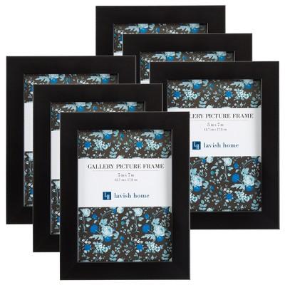 Picture Frame with Stand & Hanging Hooks Black 5"x7" 6pk - Lavish Home