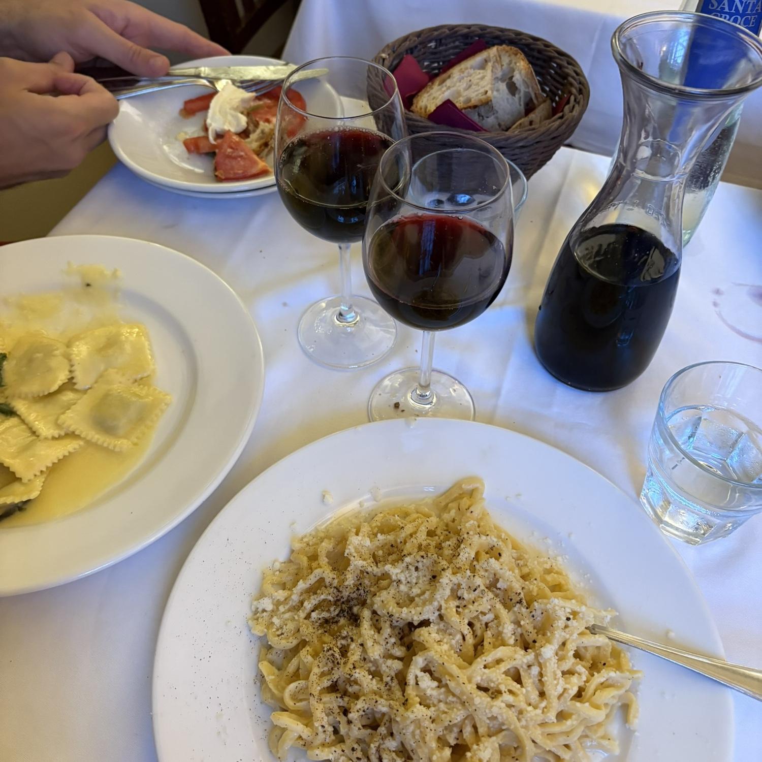eating all the pasta and pizza we could!