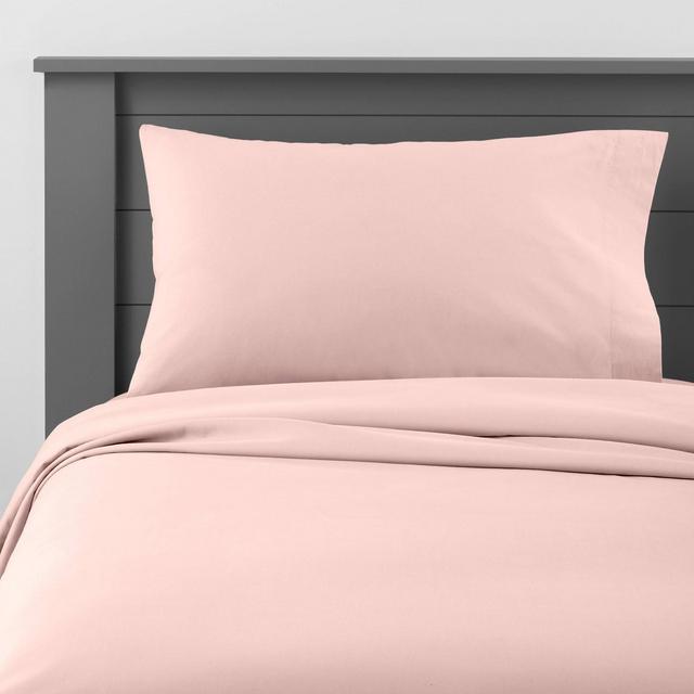Twin Solid Cotton Sheet Set Pink - Pillowfort™
