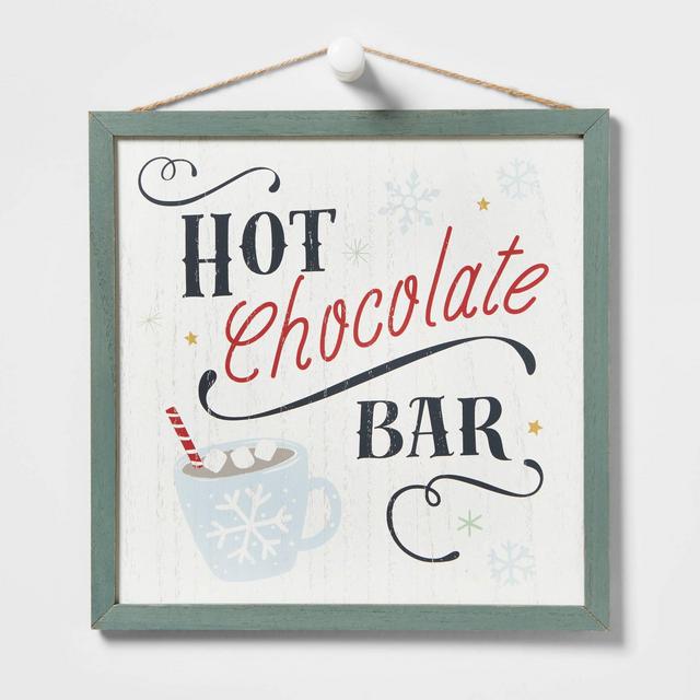 Hot Chocolate Bar with Wood Frame Hanging Sign Gray - Wondershop™