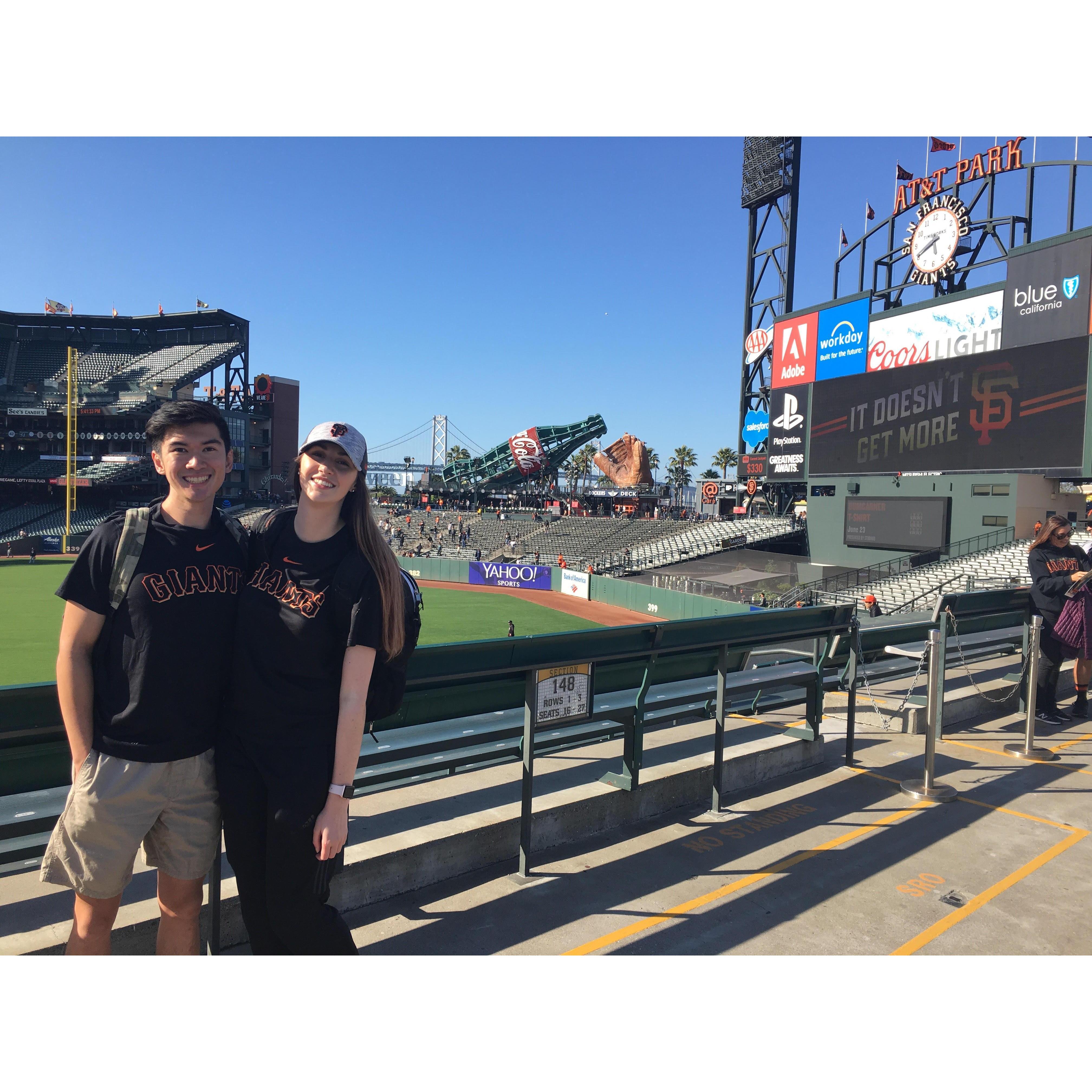 Us at a Giants baseball game