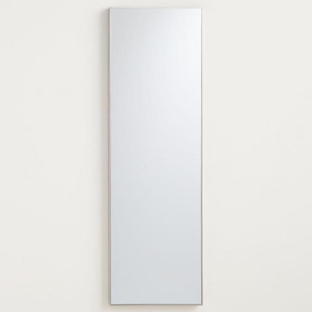 Delaney Over the Door Mirror, Nickel, 16"W x 51"H x 2"D