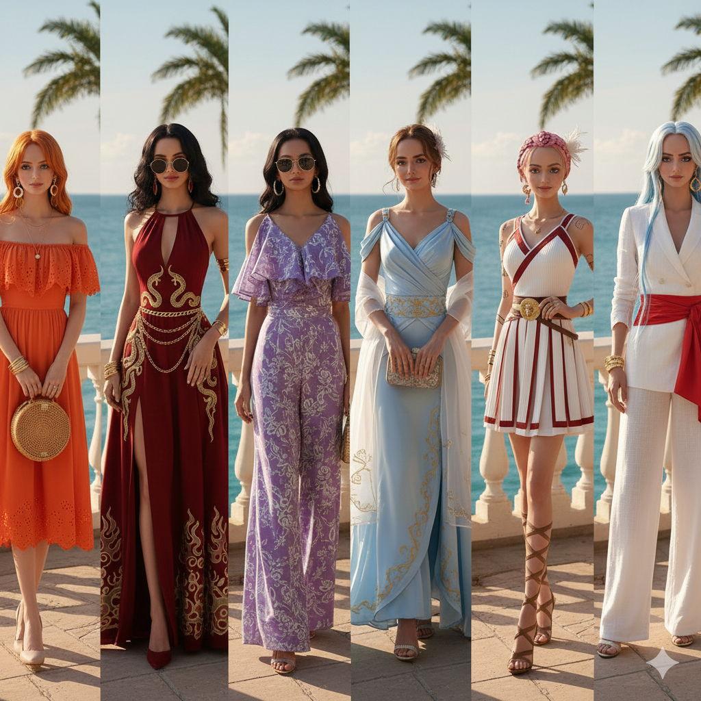 Nami, Miss All Sunday, Nico Robin, Princess Shirahoshi, Princess Rebecca, Yamato