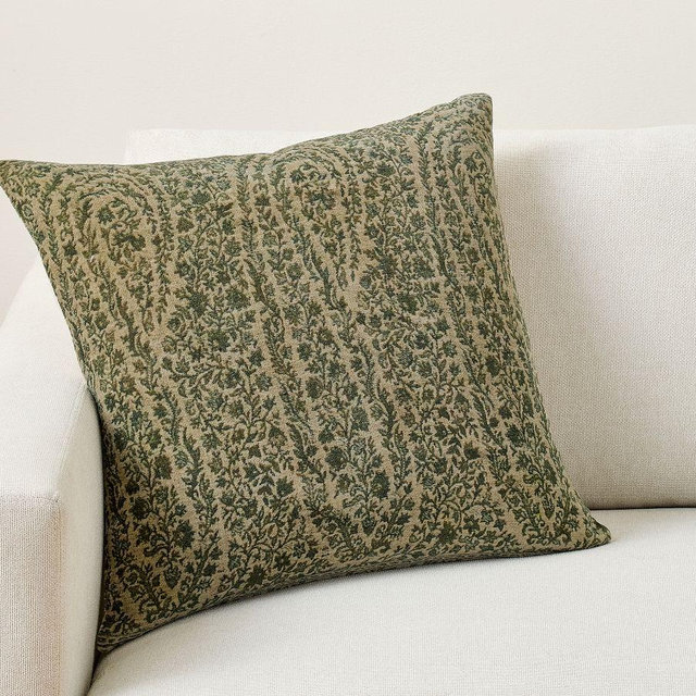 Azure Velvet Printed Pillow Cover, Loden Multi, 22"