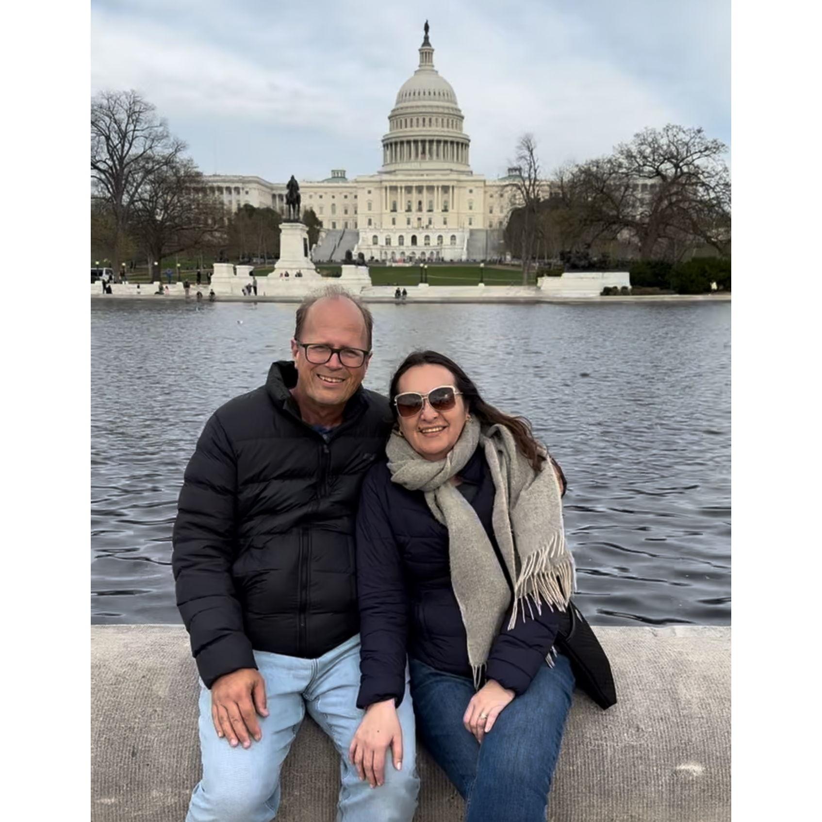 Capturing a moment of love and joy in front of the iconic U.S. Capitol – the beginning of our forever!