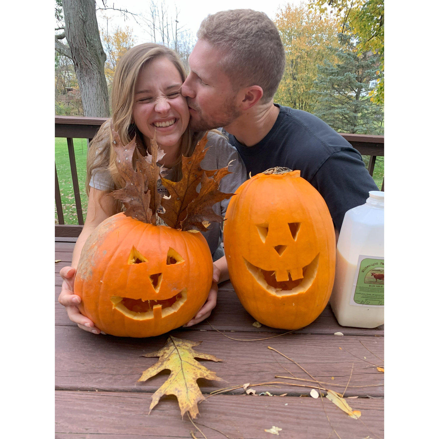Nothing says romance like carving pumpkins over a glass of raw milk.