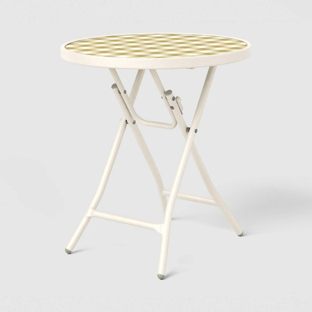 Tempered Printed Glass Round Accent Patio End Table - Room Essentials™