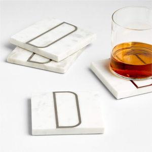 Marble "D" Monogram Coasters, Set of 4 + Reviews | Crate & Barrel