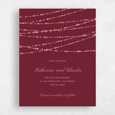 Maroon, Red Wedding Save the Date - Moonlight Classic