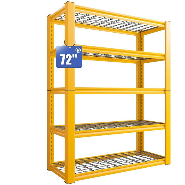 REIBII 72''H Garage Shelving Heavy Duty Loads 2000 LBS Garage Storage Shelves Heavy Duty Shelving 5 Tier Adjustable Metal Shelves for Storage Rack Industrial Shelving Utility Shelf,72" HX35.5 WX16 D