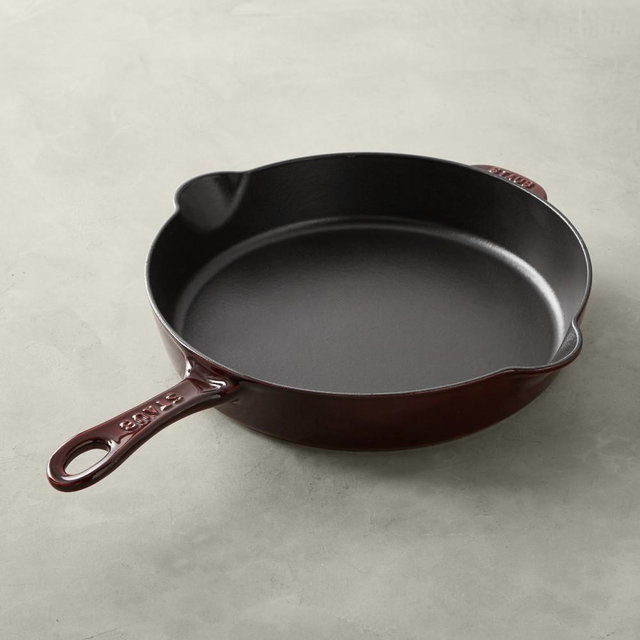 Staub Enameled Cast Iron Traditional Deep Skillet, 11-Inch, Grenadine