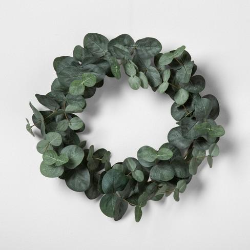 16’’ Faux Eucalyptus Wreath - Hearth & Hand™ with Magnolia